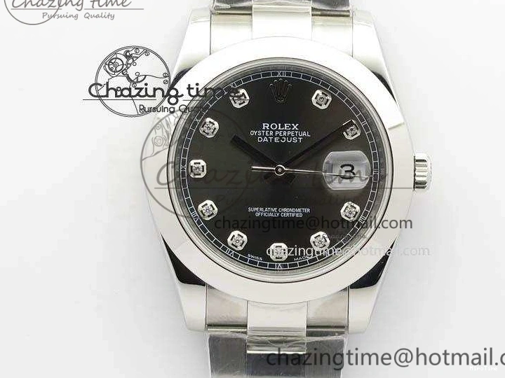 MiroTime 0515 Premium DateJust 41mm 126300 SS Noob 1:1 Best Edition Gray Dial Diam Markers On SS Bracelet A 3594